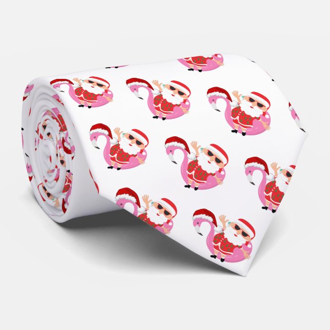 Santa's Beach Christmas Holiday  Tie (Rolled)