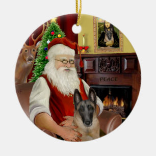 Santa's - Belgian Malinois Ceramic Ornament