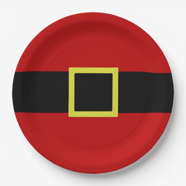 Santa's Belt | Christmas Holiday Paper Plate (Front)