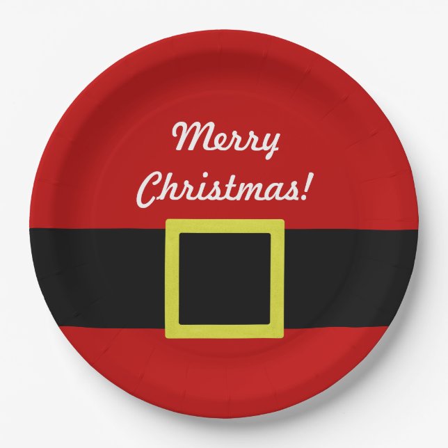 Santa's Belt | Christmas Holiday | Personalized Paper Plate (Front)