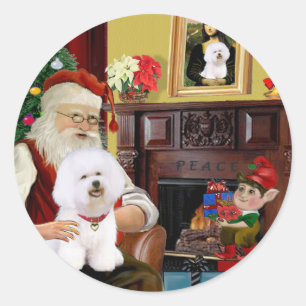 Santa's Bichon Frise (#1) Classic Round Sticker