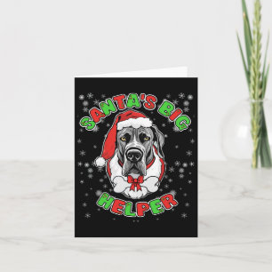 Santa's Big Helper Great Dane Dog Lover Christmas  Card