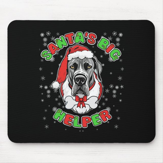 Santa's Big Helper Great Dane Dog Lover Christmas  Mouse Pad (Front)