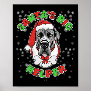 Santa's Big Helper Great Dane Dog Lover Christmas  Poster