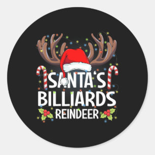 Santa's Billiards Reindeer Christmas Pajama Classic Round Sticker