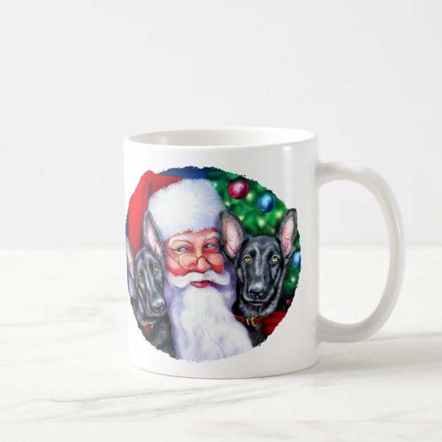 Santa's Black German Sheperd Dogs Coffee Mug (Right)
