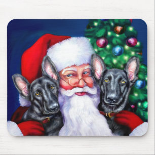 Santa's Black German Sheperd Dogs Mouse Pad