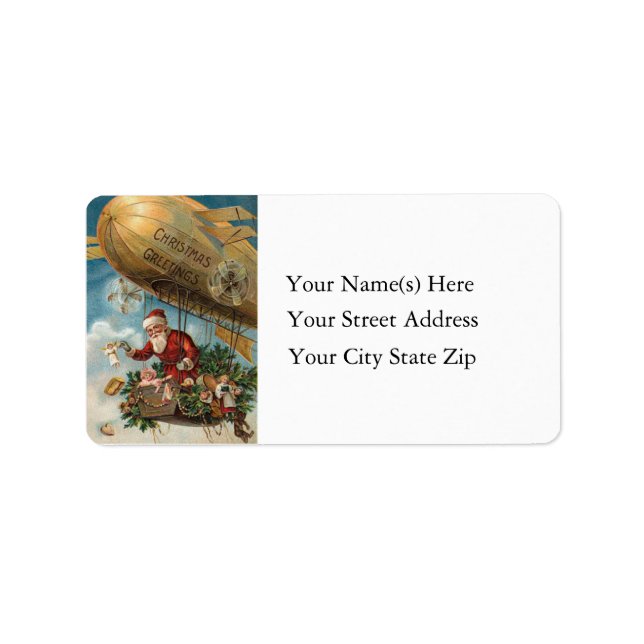 Santa's Blimp Vintage Address Label (Front)