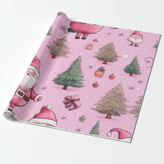 Santa's Blush Winter Wonderland Wrapping Paper