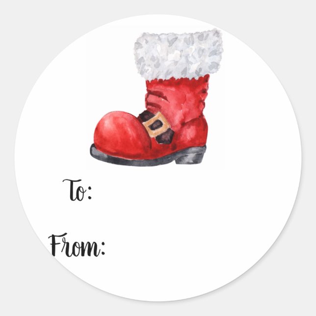 Santa's Boot Gift Tag Sticker (Front)