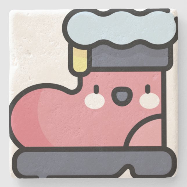 santa's boot stone coaster (Front)
