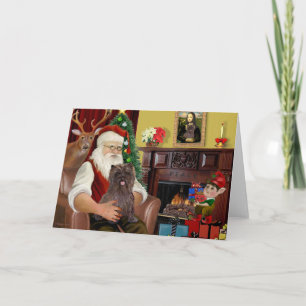 Santa's Brindle Cairn Terrier Holiday Card