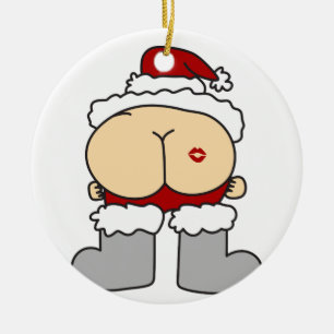 Santas Butt Ceramic Ornament