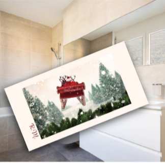Santa's Carriage monogram Christmas Bath Towel