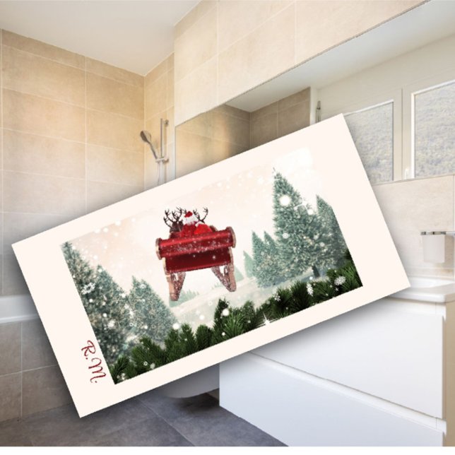 Santa's Carriage monogram Christmas Bath Towel (Creator Uploaded)