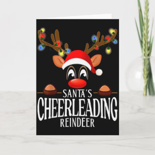 Santa's Cheerleading Reindeer Funny Xmas Matching  Card