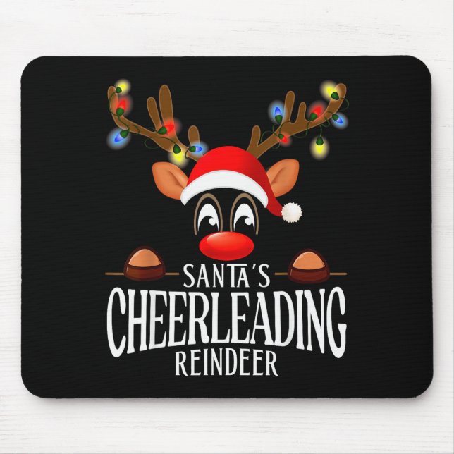 Santa's Cheerleading Reindeer Funny Xmas Matching  Mouse Pad (Front)