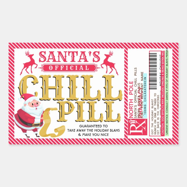 Santa's Chill Pill Christmas Sticker (Devant)