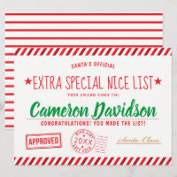 Santa's Christmas Nice List Award