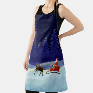 Santa's Christmas Night Trip Apron