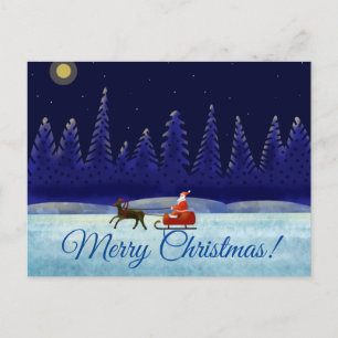 Santa's Christmas Night Trip Postcard
