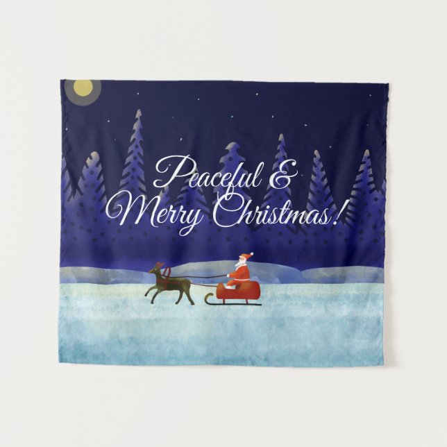 Santa's Christmas Night Trip Tapestry (Front (Horizontal))