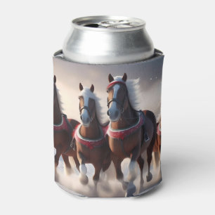 Santas Christmas Snow Horses, Can Cooler