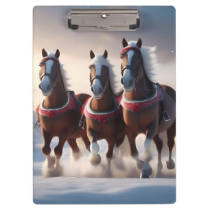 Santas Christmas Snow Horses,  Clipboard