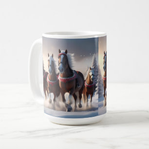 Santas Christmas Snow Horses, Coffee Mug