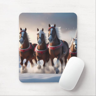 Santas Christmas Snow Horses,  Mouse Pad