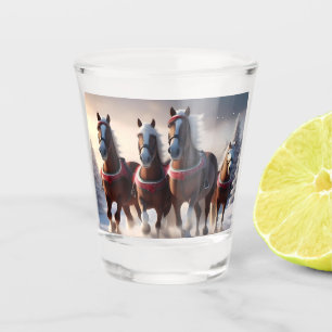Santas Christmas Snow Horses,  Shot Glass