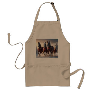 Santas Christmas Snow Horses, Standard Apron