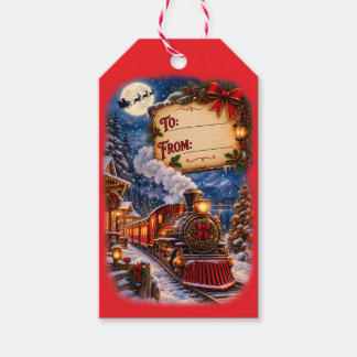 Santa's Christmas Train Gift Tags 