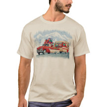 Santa's Classic Car + Camper Christmas T Shirt