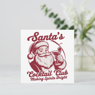 Santa's Cocktail Club Funny Xmas Holiday Drinking Card