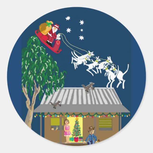 Santa's coming classic round sticker (Front)