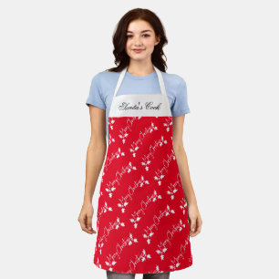 Santa's Cook Christmas Stocking Style Red Apron