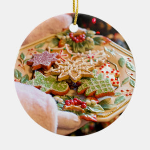 Santa's Cookies on a Plate Ceramic Ornament