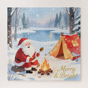Santa's Cozy Campfire Retreat Christmas Jigsaw Puzzle