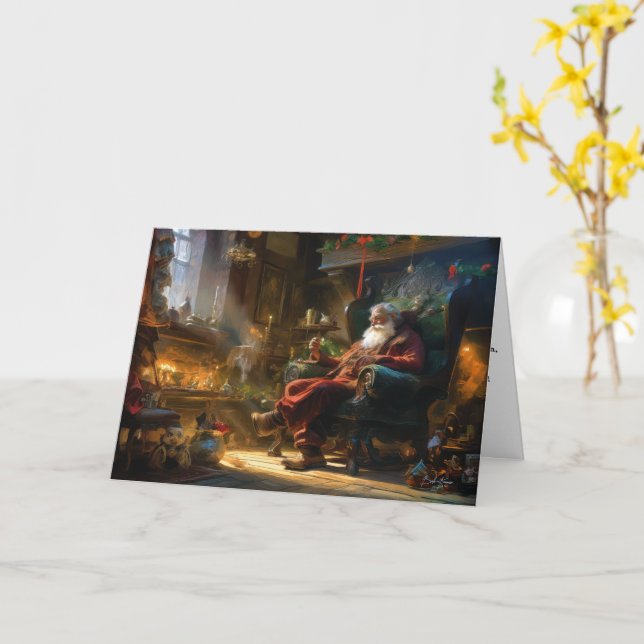 Santa's Cozy Christmas Break Card (Yellow Flower)