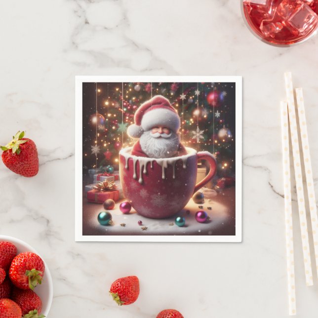 Santa's Cozy Cup Napkin (Insitu)