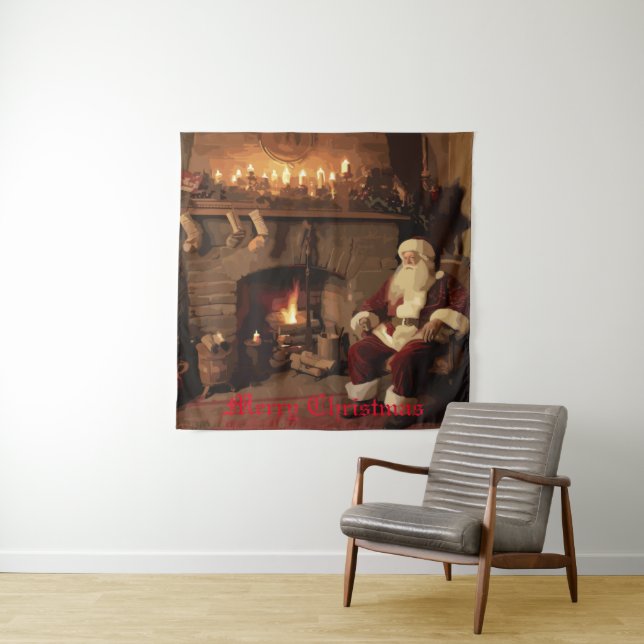 Santa's Cozy Nook Tapestry (In Situ)