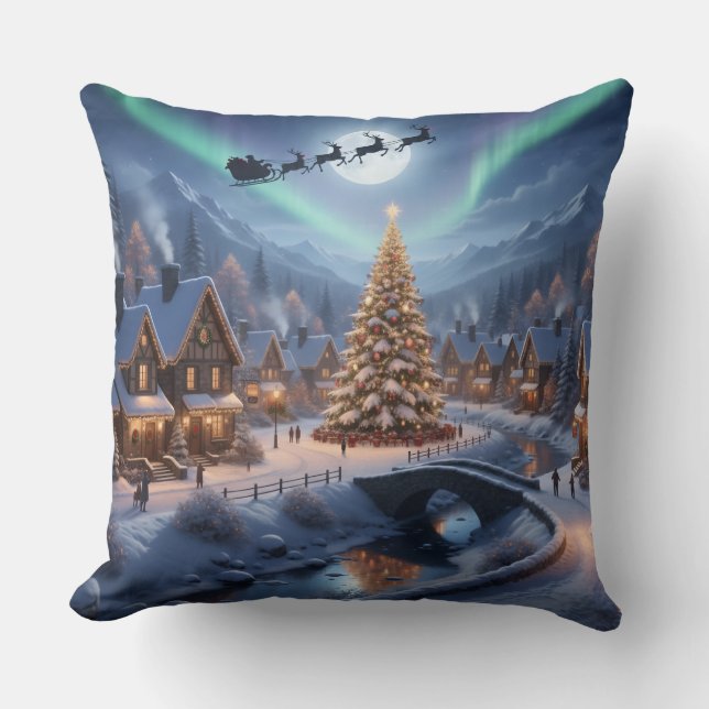 Santa's Cozy Visit - A Night of Wonder Throw Pillow (Front)