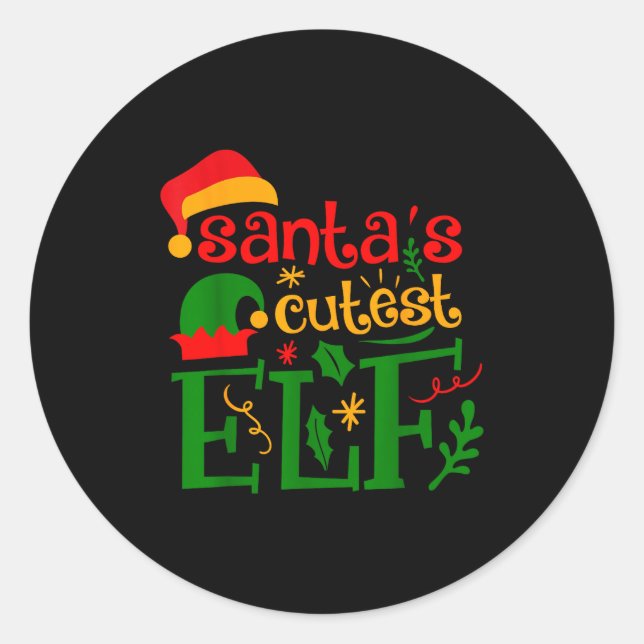 Santa's Cutest Elf Infant Pajamas Christmas Boy An Classic Round Sticker (Front)