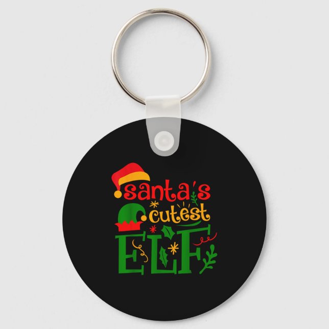 Santa's Cutest Elf Infant Pajamas Christmas Boy An Keychain (Front)