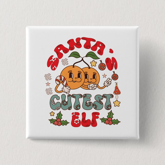 Santa's Cutest Elf Sublimation-80881 2 Inch Square Button (Front)
