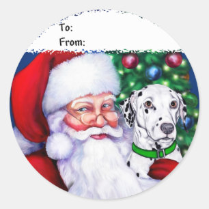 Santa's Dalmatian at Christmas Classic Round Sticker