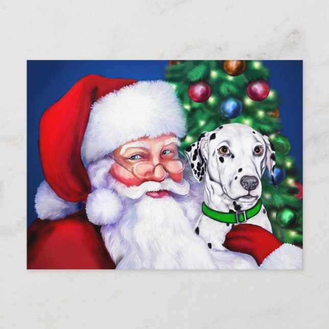 Santa's Dalmatian at Christmas Holiday Postcard (Front)