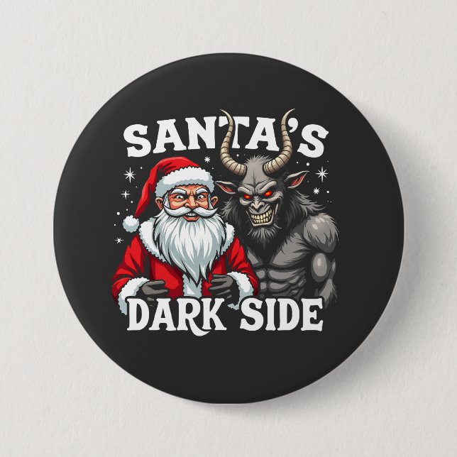 Santa's Dark Side Christmas Evil Krampus  3 Inch Round Button (Front)