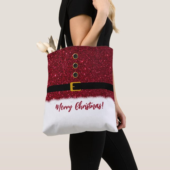 Santas Dazzling Red Outfit- Christmas- Tote Bag (Close Up)